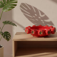 Ceramic Bowl with Tomatoes Glazed Fruit Bowl with Fruit-Themed Design Glossy Tomato Serving Dish for Home Stylists, Hosts, Dining Table
