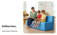 Flexible Combination Upholstered Block Bench Soft-Covered Transformable Play Couch dense Foam interlocking Seating Easy to Clean for Toddlers, Educators, Parents, Kindergarten, Waiting Area, Early Education Center, Playroom