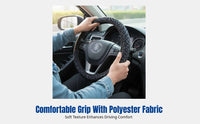 Polyester Steering Wheel Cover, Black Leopard Print, Universal Fit, Sweat-Absorbing, Stylish Car Interior Accessory