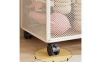 Slanted Shelves Rolling Mesh Rack Caster Wheels Toy Storage Rack Movable Rolling Shelf Metal
