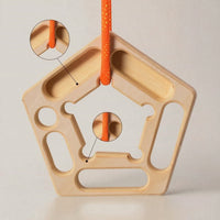 2 Pieces Hanging Climbing Training Board Pentagonal Wooden Training Board with Cords Portable Hangboard with Rope Travel-Friendly for Climbers, Athletes, Home Gym