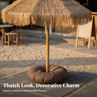 Protection Thatched Tiki Umbrella Weather Resistant Thatched Patio Umbrella Long-Lasting Frame Straw Beach Sunshade Vented Canopy for Cafe Owners, Resort Managers, Beachgoers, Poolside, Backyard