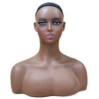 Mannequin Head with Shoulders Smooth Surface Realistic Hairpiece Head Shouldered Display Figure