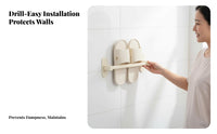 Drill-No-Drill Wall Mounted Slipper Rack Easy Installation Space Saving Slipper Rack Quick Drain for Renters, Kids, Behind Door, Bedroom