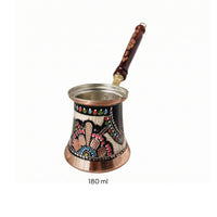 Handmade Turkish Coffee Pot Floral Pattern Copper Cezve