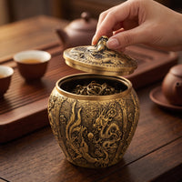 Metal Tea Canister Ornate Tea Canister with Lid Easy to Clean Storage Container for Countertop