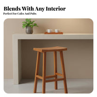 Minimalist Design Backless Saddle Stool Sturdy Construction Barstool Long-Lasting Frame Counter Chair Built-in Footrest for Business Owners, Homeowners, Adults, Cafe, Restaurant, Breakfast Nook, Kitchen