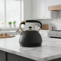 Steaming Tea Kettle Ribbed Cookware Decorative for Kitchen