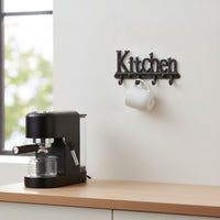 Rustic Kitchen Hook Rack Cast Iron Metal Hook Rack Sturdy Key Holder with 4 Hooks Sturdy for Homeowners