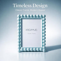 Resin Photo Frame 5x7 Inch, Decorative Picture Frame with Beaded Edge, Rectangle Display for Home Decor, Light Blue, Rose Red, Pearl White, Orange