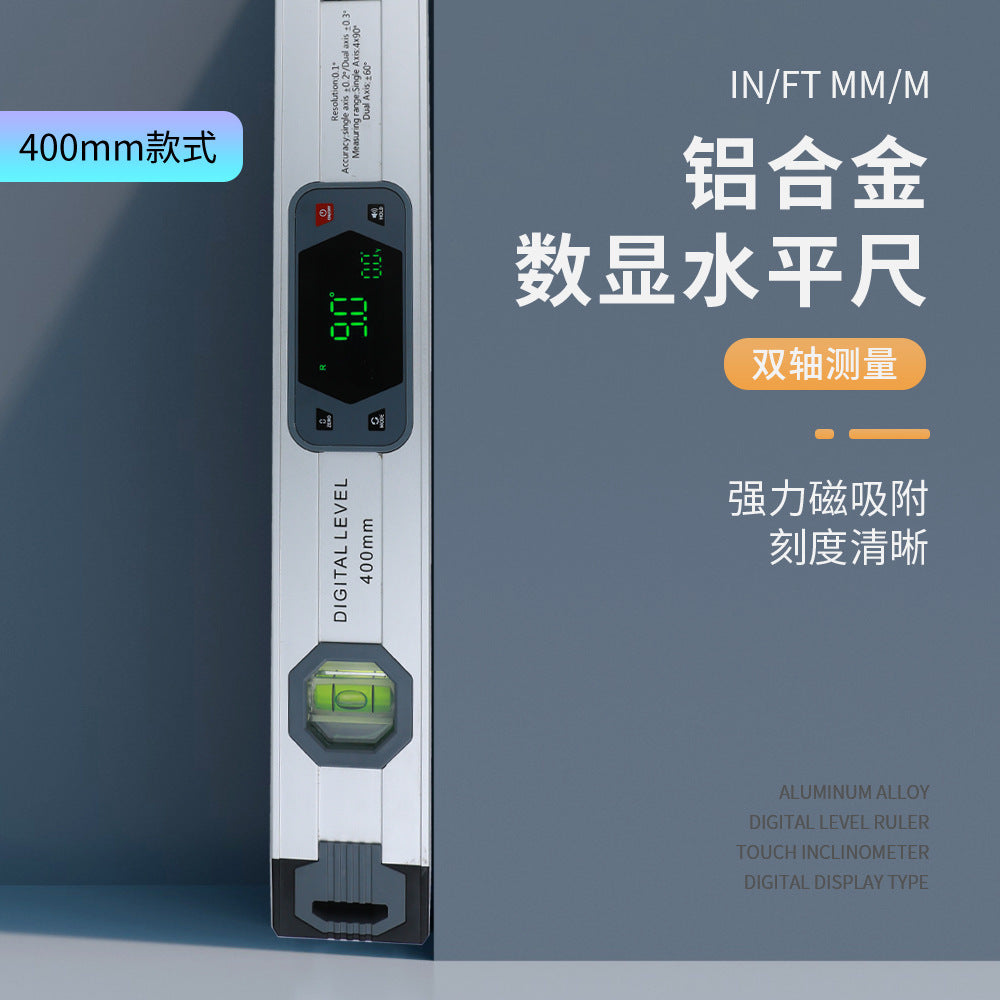 High-Precision Aluminum Digital Spirit Level with Touchscreen Dual-Axis Measurement and Buzzer