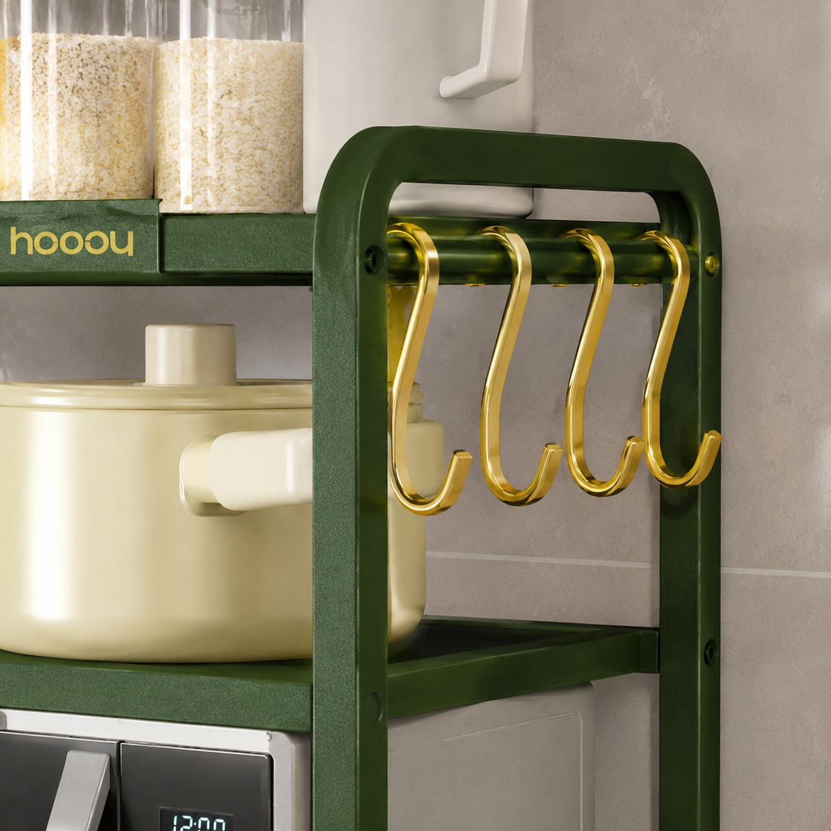 Kitchen Rack, Extendable, Seasoning Rack, 2-Tier, Under Sink Storage Shelf, HIPS, Stainless Steel, Green