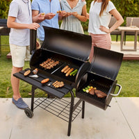 Outdoor Charcoal Smoker Grill Heavy-Duty Charcoal Offset Smoker Long-Lasting Grill with Side Firebox Versatile for Barbecue Enthusiasts, Backyard Chefs, Patio, Cookouts