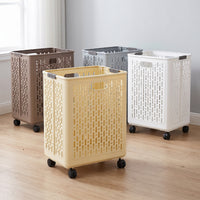 Foldable Laundry Hamper with Wheels, Large Capacity Dirty Clothes Storage Basket for Bathroom