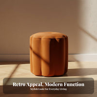 French Retro Design Round Vanity Stool Vintage design Upholstered Seat Multi-Functional Footstool Comfortable padding for Homeowners, Adults, Women, Living Room, Entryway, Bedroom