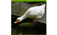 3 Pieces Decorative Goose Figurines White Goose Garden Statues Yard Ornament Realistic Orange Beak for Pond