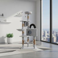 Self-Grooming Arch Feline Structure with Scratching Posts Multi-Level Feline Tree Pet Furniture for Cats, Kittens, Indoor
