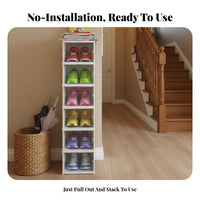 Dust-Proof Foldable Shoe Rack Multifunctional Foldable Shoe Cabinet Dustproof Stackable Sneaker Storage Installation-Tool-No-Assembly for Apartment Dwellers, Homeowners, Entryway, Hallway, Bedroom, Dorm Room