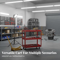 3-Tier Rolling Cart Heavy-Duty Multi-Tier Storage Trolley 360-Degree Rotating Casters Metal Tool Cart for Mechanics, DIY Enthusiasts, Garage, Basement