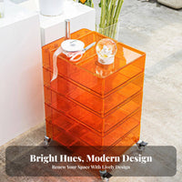 Nordic aesthetic Transparent Rotating Organizer Movable on casters Bedside Table Modern Design Storage Cabinet Multi-Functional for Homeowners, Office Workers, Dressing Area, Small Spaces, Living Room, Bathroom
