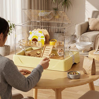 Large Hamster Cage Luxury Hamster Villa Habitat with 18cm Exercise Wheel and Tube Tunnel, Large Space for Syrian and Dwarf Hamsters