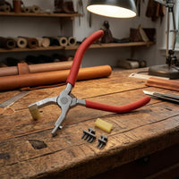 Silent Leather Punching Plier Red Handles Silent Leather Punch Pliers Diamond Hole Punch Plier for Crafters