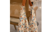 Casual Tote Bag with Floral Print Soft Slouchy Shoulder Bag Comfortable Handbag Portable for Women