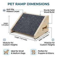 Dog Steps for Bed and Sofa with Solid Wood Construction, Compact Pet Stairs for Small Non-Slip Surface for Climbing, Wooden Ramp