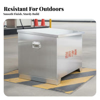 Heavy-Duty Fire Fighting Sandbox Rust-Proof Outdoor Emergency Storage Box Resistant Stainless Steel Utility Chest on Wheels Reinforced Structure for Construction Site Managers, Gas Stations, Underground Garages, Warehouses, Public Areas