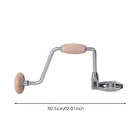 Wood-and-Silver Bow Drill Compact Hand Drill Curved
