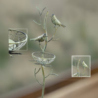 Outdoor Garden Stake with Bird Nest Rustic Iron Flower Insert with Birds Distressed Metal Bird Garden Stake Decorative for Gardeners, Homeowners, Courtyard, Planters