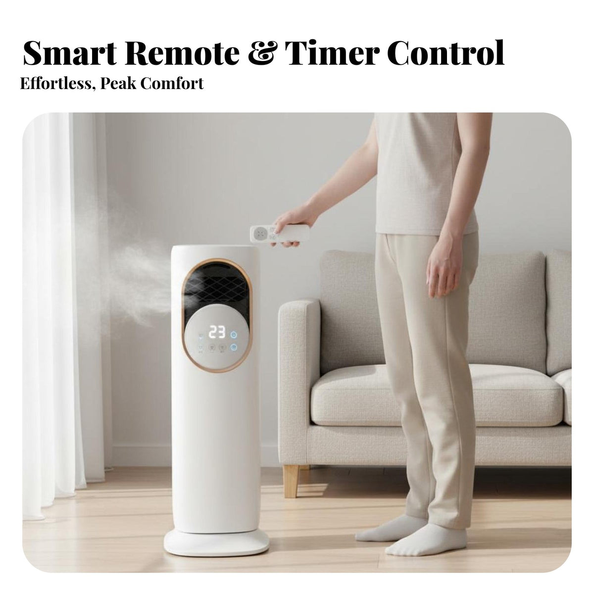 Portable Air Chiller and Heater Time-Based Control Standing Air Conditioner Fan Effortless Fill Water Tank Oscillating Cooling Fan for Renters