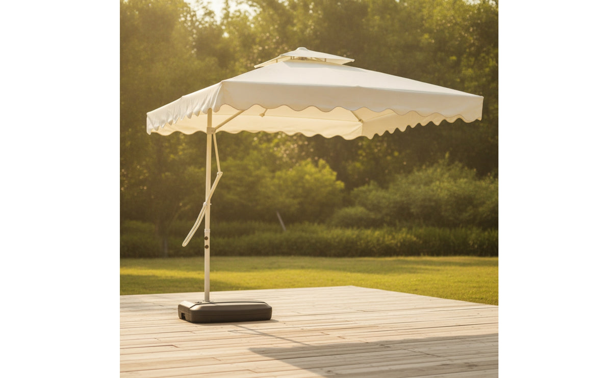 Cantilever Offset Patio Umbrella Square Cantilever Patio Umbrella Layered Vented Top for Poolside, Garden
