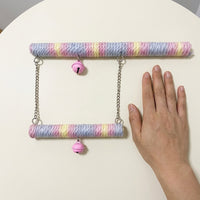 Bird Swing Double Layer Rope Parrot Perch, Parrot Toy with Bells, Bird Rope Cockatiel Perch for Budgies, Parakeet, and Small Parakeets Cage