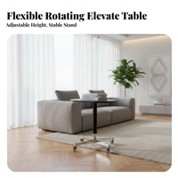 Rotatable Top Adjustable Round Pedestal Table Luxury Stone Look Pedestal Drink Table Minimalist design and living Room Furniture Movable for Apartment Dwellers, property owners, Students, Small areas, Bedroom, Lounge Area, Home Office