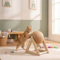 Interactive Rotating Cat Scratcher Ball Compact Cat Scratching Ball on Stand Space-Saving Pet Toy Stylish for Kittens