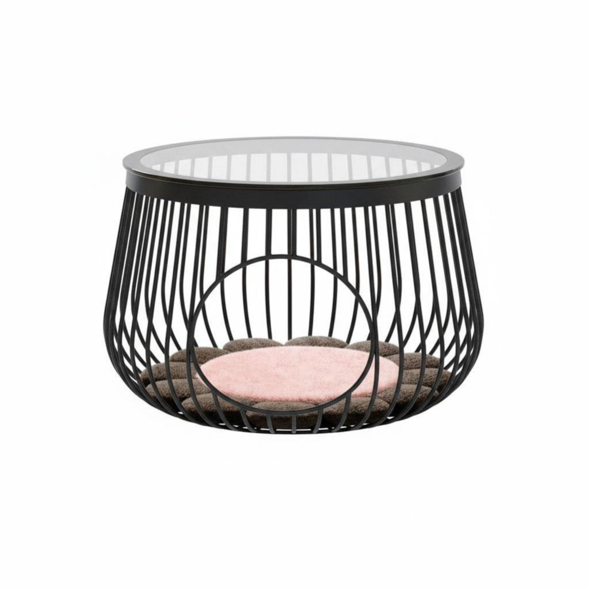 Two-in-singlePurpose Design End Table with Feline Shelter Nordic Design Feline House End Table Multi-Functional Living Room Furniture Space-Saving for Small Apartment Dwellers, Bay Window, Bedroom, Office