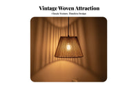 Japanese Design Hanging Lamp Vintage Inspired Woven Lamp Shade Woven Paper Rope Lamp Natural Material Home Decor for Cafe, Hotel
