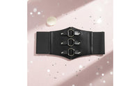 Triple-Loop Waist Belt Decorative Metal Rings Wide Corset Belt Fashion Style Waist  Trimmer