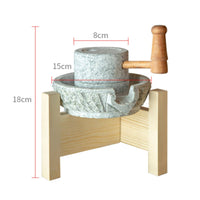 Creative Gift Miniature Stone Mill Solid Wood Handle Small Millstone Ornament Detachable Design Decorative Stone Grinder for Display Cabinet, Desktop, Bookshelf, Tea Room