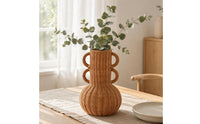 Braided Wicker Vase Rustic Wicker Flower Basket Woven Floor Vase Uncovered Top Interior Decoration Decorative for Dried Flowers