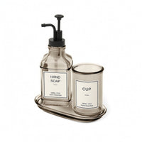3 Pieces Coordinated Bathroom Set with Tumbler Functional Bathroom Accessory Set with Tray Practical Soap Dispenser with Tray Versatile for Vanity