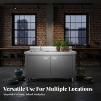 Stainless Steel Sink Cabinet Easy to Clean Unified Sink Countertop Cabinet Rust Resistant Commercial Kitchen Wash Station for Gardeners, Restaurant