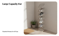 Tilted Shelves Multi-Tier Slanted Shoe Rack Space-Saving Design Multi-Tier Shoe Rack Easy to Assemble Footwear Stand Stable Structure for Apartment Dwellers, Homeowners, Entryway, Narrow Areas, Hallway, Bedroom