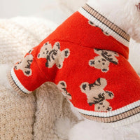 Knitted Dog Sweater and Knitted Cat Sweater, Button Front V-shaped neckline Acrylic British Style Winter Warm Pet Clothes, Short Sleeve Small Dog Vest