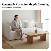 3-Seater Straight Couch Japanese aesthetic Contemporary 3-Seater Settee Removable and cleanable Cover Sofa for Families, partners, Studio, Lounge Area