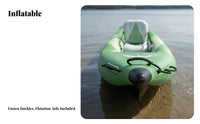 Compact Recreational Kayak Easy Setup Portable Kayak Set Long-Lasting Inflatable Boat Includes Pump and Bag for Outdoor Enthusiasts, Beginners, Family Outings, Calm Rivers, Day Trips, Beach Holidays