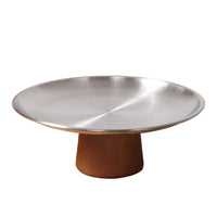 Serving Tray with Pedestal Acacia Wood Pedestal Serving Platter Round Fruit Platter for Hosts, Tea Party