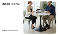 5 Pieces Modern Design circular table with 4 Shell Chairs Sturdy Construction Household Furnishing Ergonomic supportrest for Business Owners, Apartment Dwellers, Reception Area, Meeting Room, Small areas, Kitchen