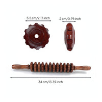Muscle Relaxation Wooden Massage Roller Stick Ergonomic Handles Body Massage Stick Portable Manual Back Roller Flexible Design for Athletes, Gym, Office